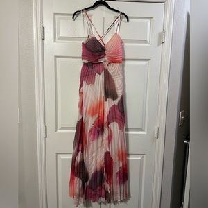 Watercolor, print, pleated maxi